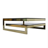 TWO TIER BELGO CHROM COFFEE TABLE IN 23 KT GOLD PLATED ALUMINIUM